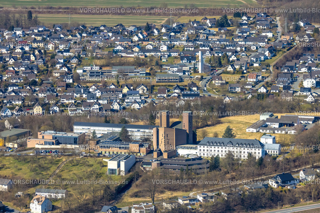 Meschede250304987 | Luftbild, Abtei Königsmünster Kloster mit Gymnasium der Benediktiner, Meschede-Stadt, Meschede, Sauerland, Nordrhein-Westfalen, Deutschland