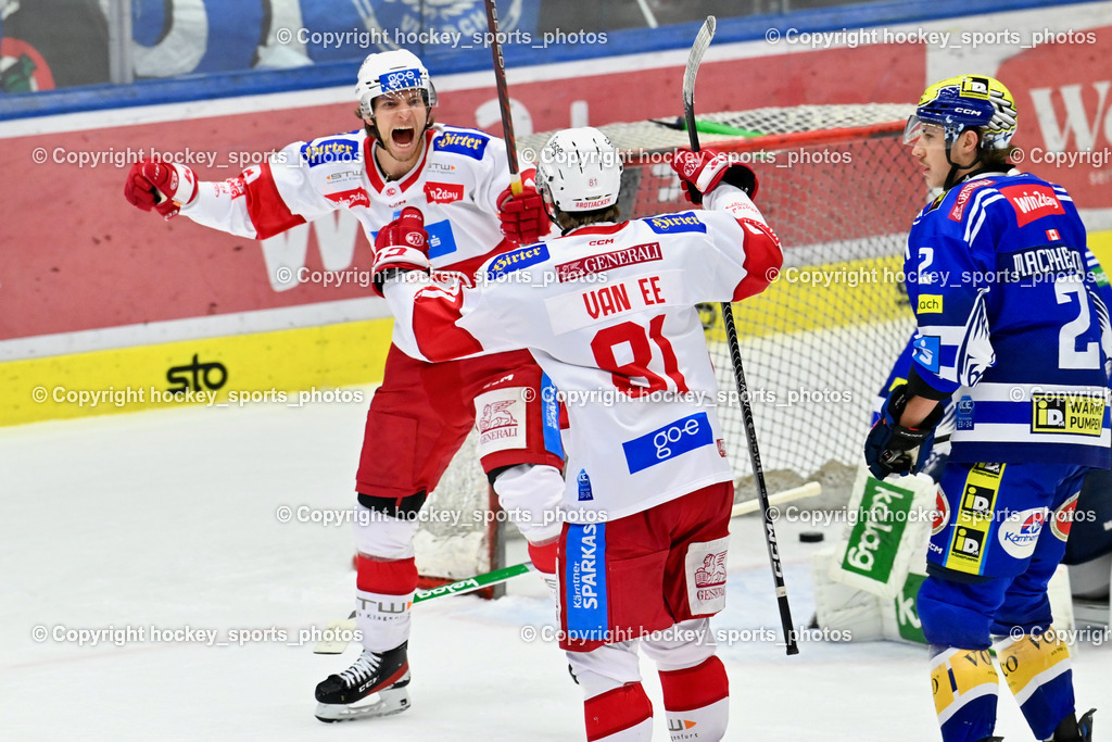 EC IDM Wärmepumpen VSV vs. EC KAC 10.12.202 | Jubel EC KAC Mannschaft, #12 Maier David, #81 van Ee Finn, #2 MacPherson Dylan