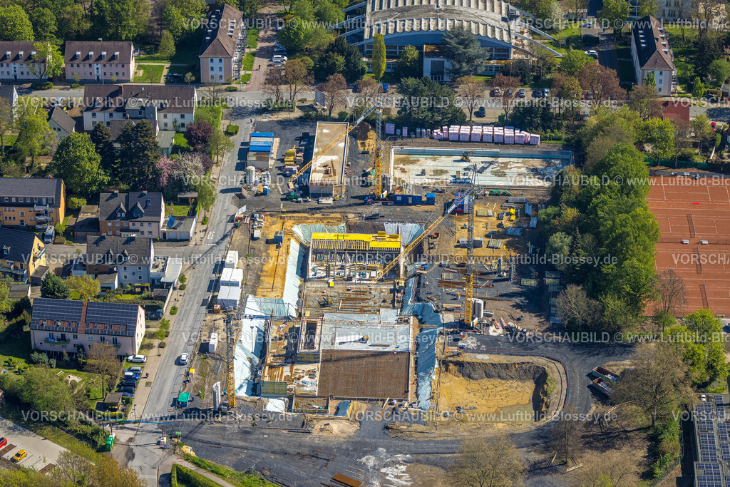 Kamen230406137 | Luftbild, Sesekebad Baustelle und Neubau Freibad, Am Schwimmbad, Kamen, Ruhrgebiet, Nordrhein-Westfalen, Deutschland