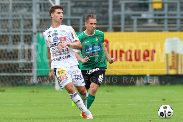 Friendly Match: SC Weiz vs TSV Hartberg in Weiz | Weiz, AUSTRIA, 01.JUL.26 - SOCCER - ADMIRAL Bundesliga, SC Weiz vs TSV Hartberg, test match. The image shows Marco Hoffmann (Hartberg) and Nico Pichler (SC Weiz).