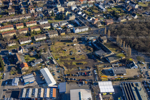 Castrop-Rauxel240106920 | Luftbild, Wohngebiet Mehrfamilienhäuser und Brachfläche an der Wartburgstraße Ecke Kanalstraße, Verkehrssituation, Habinghorst, Castrop-Rauxel, Ruhrgebiet, Nordrhein-Westfalen, Deutschland