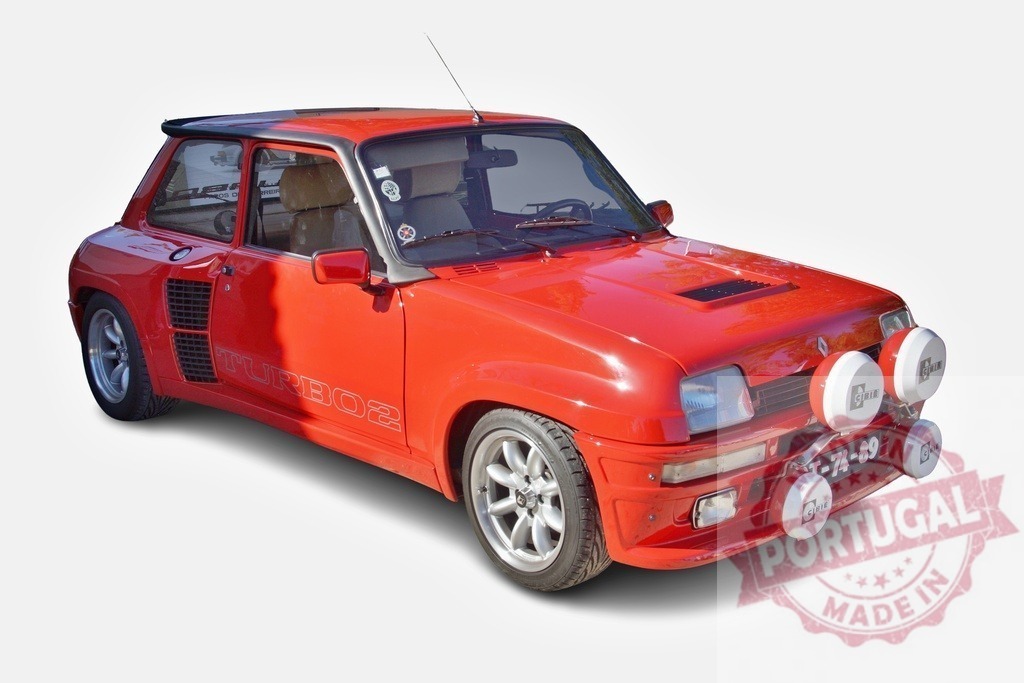Renault 5 Turbo 2 red classic rally car | Red Renault 5 Turbo 2 vintage sports car showcasing its iconic design and rally features - Realized with Pictrs.com