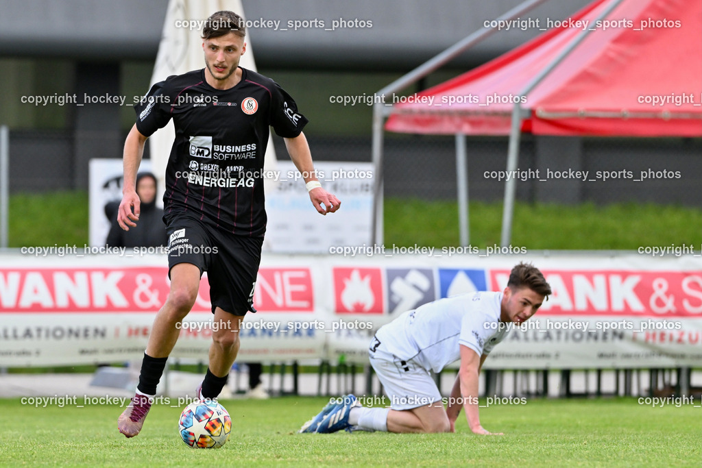 ASK Klagenfurt vs. SK Vorwärts Steyr 21.4.2024 | #70 Milan Ziric SK Vorwärts Steyr, #7 Bondan Romaniuk ASK Klagenfurt, ASK Klagenfurt vs. SK Vorwärts Steyr 21.4.2024, ASK Klagenfurt vs. SK Vorwärts Steyr am 21.04.2024 in Klagenfurt (ASK Sportzentrum Fischl), Austria, (Photo by Bernd Stefan)