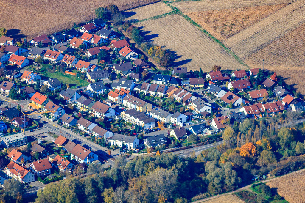 Luftbild: Drachenfelsstr in Hagenbach im Bundesland Rheinland-Pfalz in Deutschland. Foto: IMG_35249.jpg vom 31.10.2010 durch Werner Riehm/FLY-FOTO.de