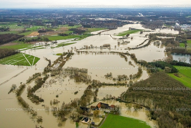 Luenen231204594Lippe | Luftbild vom Hochwasser der Lippe, Weihnachtshochwasser 2023, Fluss Lippe tritt nach starken Regenfällen über die Ufer, Überschwemmungsgebiet Lippeaue Flussmäander am Haus Horst Kommende Orden, Lippe, Waltrop, Ruhrgebiet, Nordrhein-Westfalen, Deutschland