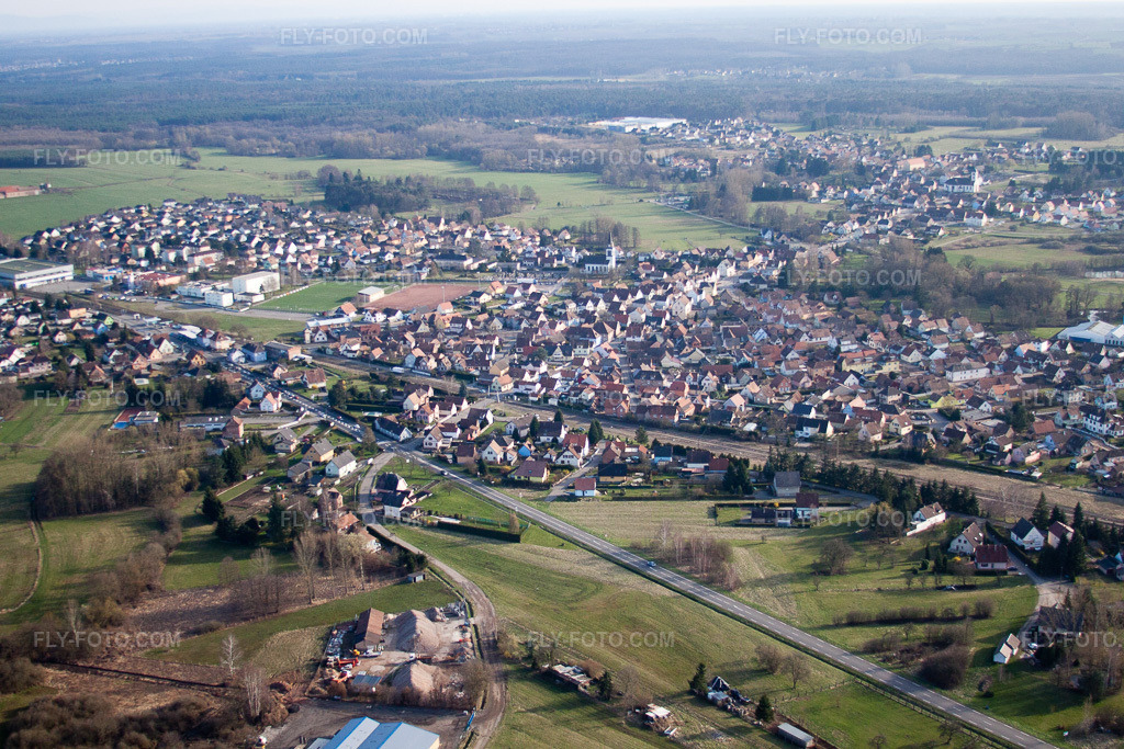 Aerial view: View of the town in Griesbach in the state Bas-Rhin, France.Photo: IMG_38693.jpg taken on 03/20/2011 by Werner Riehm/FLY-FOTO.comResolution of the original: 4752 x 3168 px