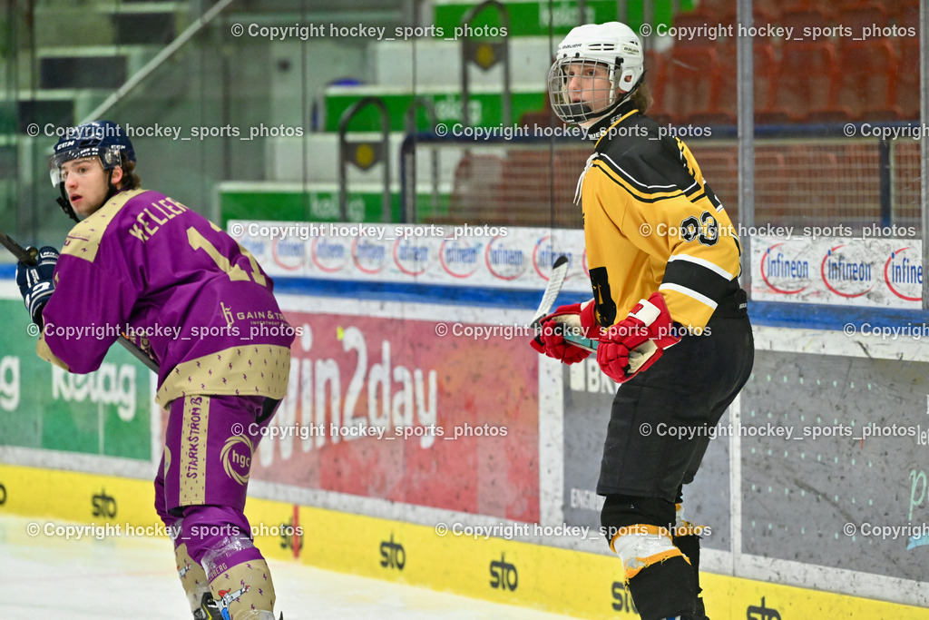 EC Kellerberg vs. EC Arnoldstein | #93 Macor Erik EC Arnoldstein, #11 Santner Christian EC Arnoldstein, EC Kellerberg vs. EC Arnoldstein, EC Kellerberg vs. EC Arnoldstein am 03.02.2025 in Villach (Stadthalle Villach), Austria, (Photo by Bernd Stefan)