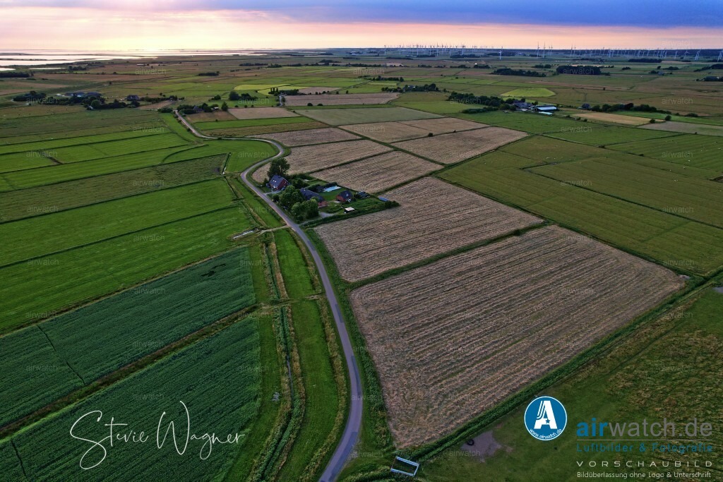 Luftbilder Hattstedtermarsch | Luftbilder, Nordsee, Nordfriesland, Hattstedtermarsch, Sterdebüll, Deichweg, Speckiweg, Herstum