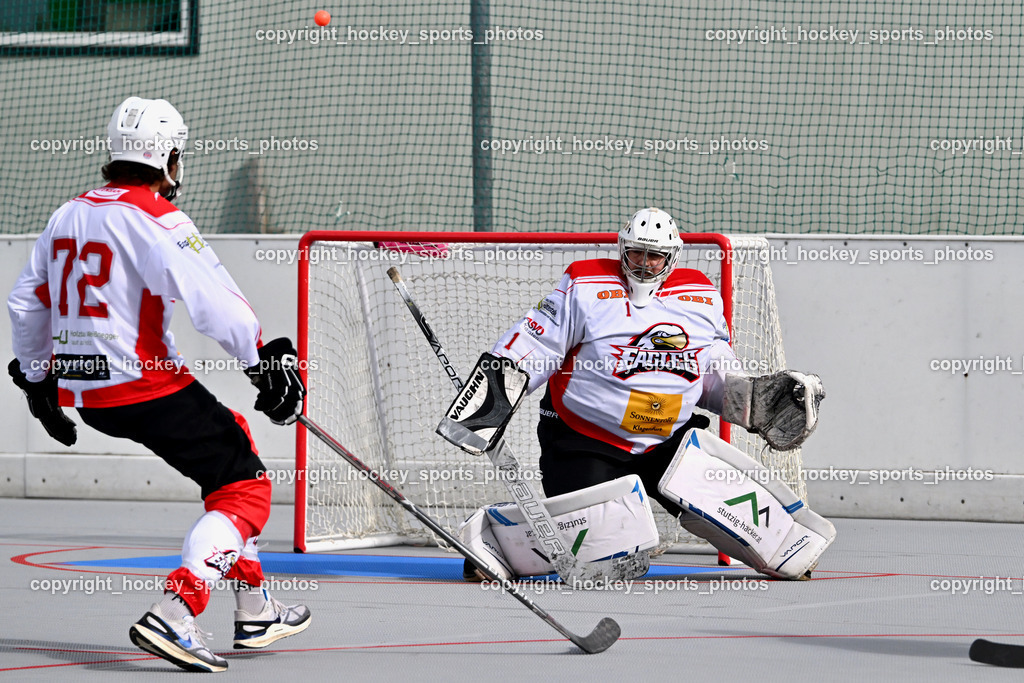 SV ASKÖ Ballhockey Villach vs. Ultras Spittal | #72 Leiner Kevin HSC Zwa, #1 Boschitz Anton HSC Zwa, SV ASKÖ Ballhockey Villach vs. Ultras Spittal, SV ASKÖ Ballhockey Villach vs. Ultras Spittal am 10.05.2026 in Villach (Alpen Arena ), Austria, (Photo by Bernd Stefan)