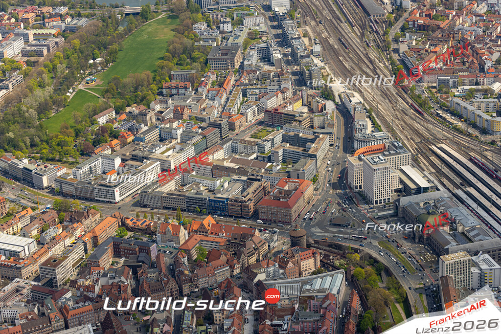 Das Luftbild zeigt Marienvorstadt Übersicht Nürnberg - Die Luftaufnahme wurde 2023 vom UL-Flugzeug aus erstellt ( keine Drohne ) - Hochauflösende Luftaufnahme - Für grossformatige Ausdrucke geeignet. Die Geschenkidee !Mit Lizenz und Bildrechte bestellbar