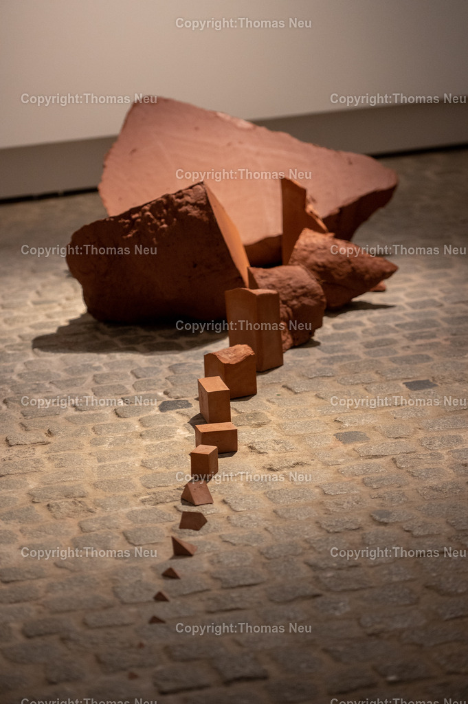 DSC_0548 | Jonas Wendelin zeigt großformatige Skulpturen und Rauminstallationen aus Ton und Lehm, basierend auf 3D‑Scans von organischen Materialien wie verrottenden Baumstämmen und archäologischen Gefäßen aus der Museums‑Sammlung. Diese Arbeiten thematisieren Material als Archiv und Informationsträger, Erosion und Zerstörung — sowohl formal als auch inhaltlich. Die Werke schaffen Spannungsfelder zwischen haptischer Realität und digitaler Wahrnehmung, und lassen Wahrnehmungskategorien wie natürlich oder künstlich verschwimmen. 
