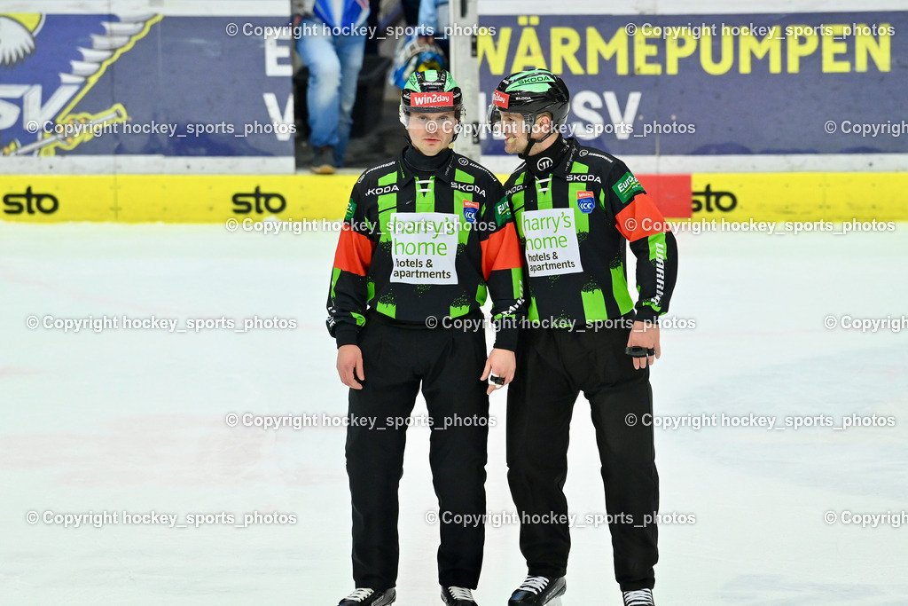 EC IDM Wärmepumpen VSV vs. STEINBACH BLACK WINGS LINZ  | ZRNIC MILAN Referee, HRONSKY TOMAS Referee, EC IDM Wärmepumpen VSV vs. STEINBACH BLACK WINGS LINZ , EC IDM Wärmepumpen VSV vs. STEINBACH BLACK WINGS LINZ  am 28.01.2025 in Villach (Stadthalle Villach), Austria, (Photo by Bernd Stefan)