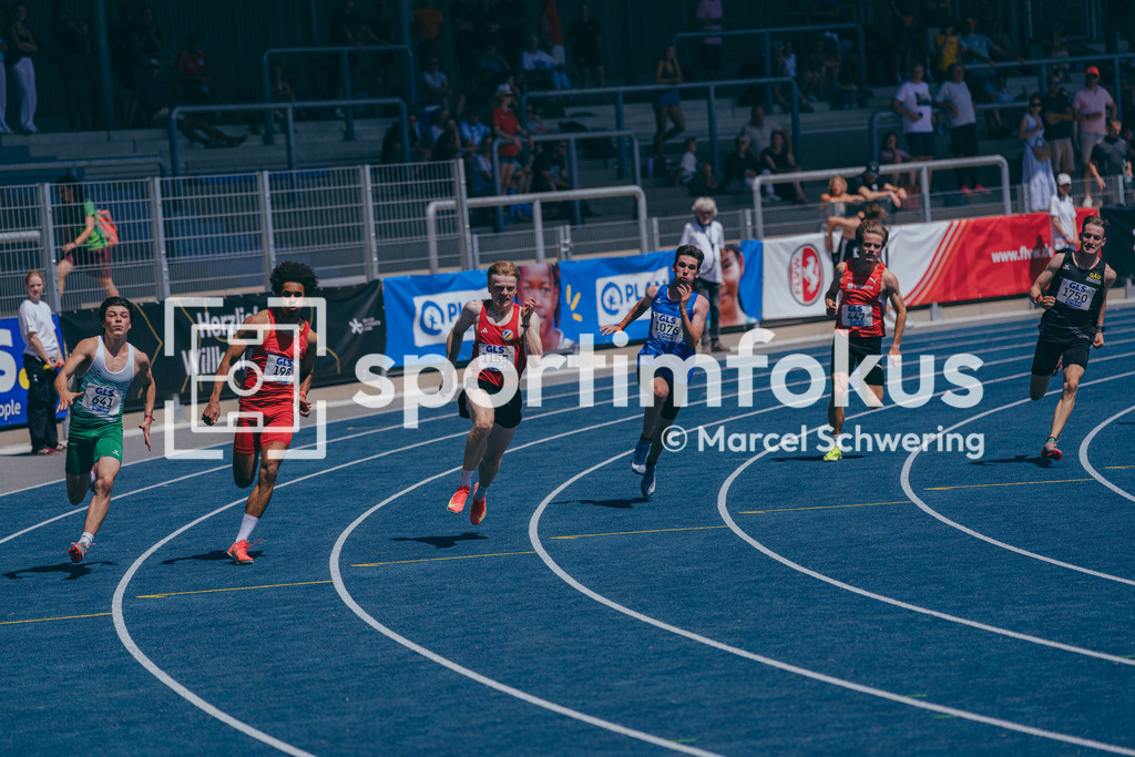 Deutsche Meisterschaften U20 / U16 2026 | Rayen Braham, HNT Hamburg, 641, Chayan Castro Garcia, LG Nord Berlin, 198, Jakob Bauerschlag, Kieler TB, 1155, Constantin Reiß, Tschft. Germersheim, 1076, Mika Gutsche, TSV Zirndorf, 447, 200-Meter-Lauf, Halbfinale, Deutsche Meisterschaften der U20 &amp; U16 2026, Lohrheidestadion Bochum-Wattenscheid, 12.07.2026. Foto: Marcel Schwering / sportimfokus - Realisiert mit Pictrs.com