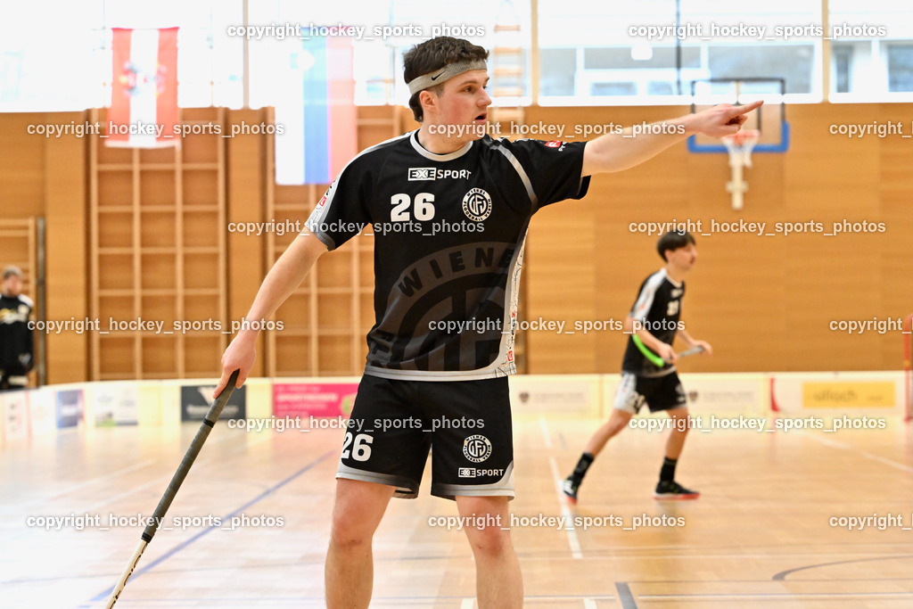 Wiener Floorball Verein vs. FBC BOROVNICA | #26 Alexander Hanschur Wiener Floorball Verein,Wiener Floorball Verein vs. FBC BOROVNICA, Wiener Floorball Verein vs. FBC BOROVNICA am 23.03.2025 in Villach (Ballspielhalle St. Martin), Austria, (Photo by Bernd Stefan)