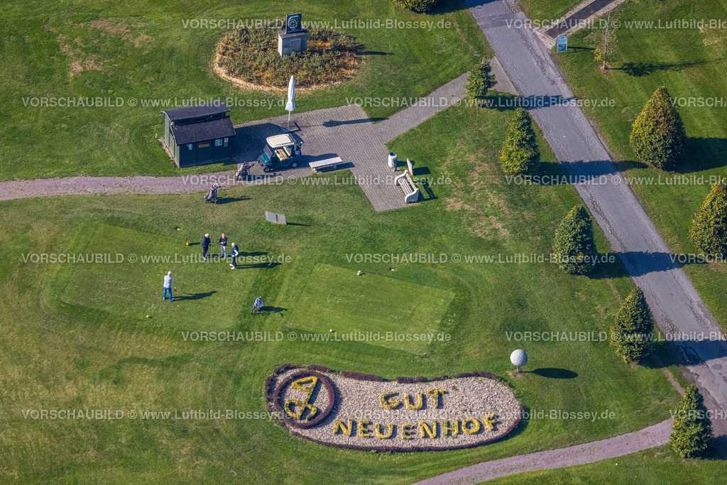Froendenberg220901103 | Luftbild, Golfclub Gut Neuenhof, Blumenbeet Schriftzug und Logo, Fröndenberg, Fröndenberg/Ruhr, Ruhrgebiet, Nordrhein-Westfalen, Deutschland