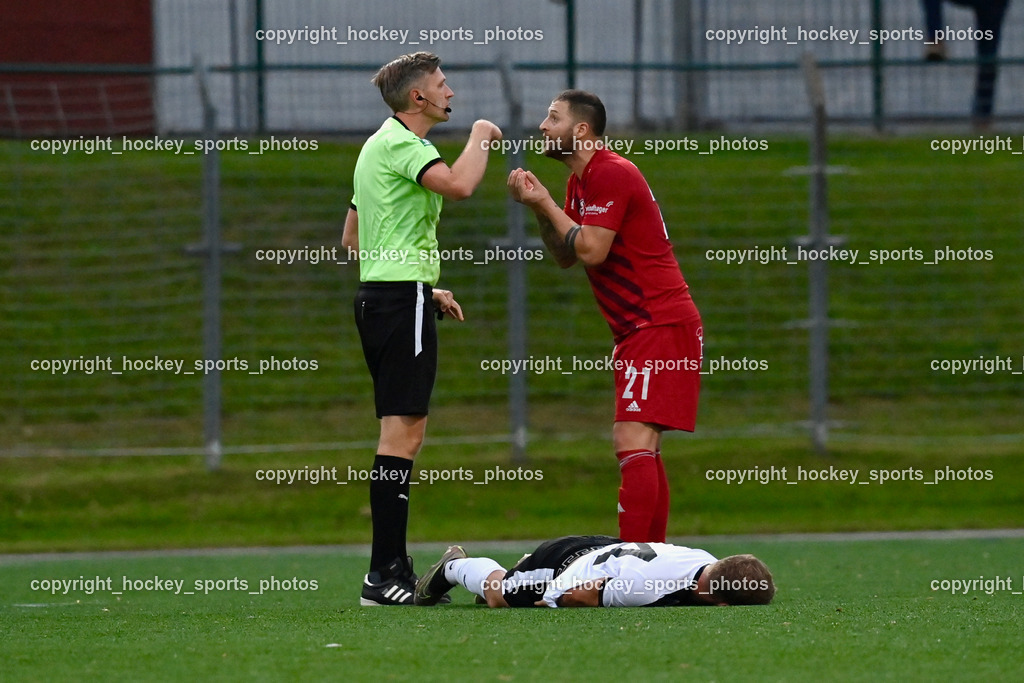 SV Spittal 1921 vs. SV St. Jakob  | Martin Begusch Referee, Gelbe Karte, #21 Admir Dzombic St.Jakob, SV Spittal 1921 vs. SV St. Jakob , SV Spittal 1921 vs. SV St. Jakob  am 20.09.2024 in Spittal an der Drau (Goldeck Stadion), Austria, (Photo by Bernd Stefan)