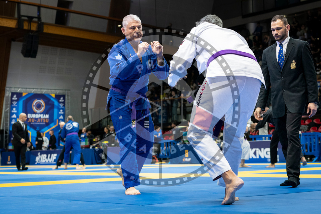 20240125PBB02277 | Fighters compete during the sixth day of the Brazilian Jiu-jitsu European Championship of the IBJJF in Paris, France, on January 25, 2024.