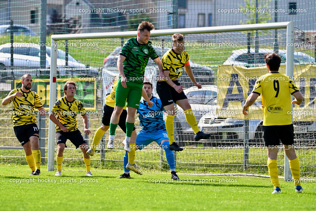 SC Landskron vs. FC Faakersee | #9 Thomas Unterguggenberger FC Faakersee, #23 Roman Adunka FC Faakersee, #4 Ingo Mailänder SC Landskron, #38 Michael Lessiak FC Faakersee, #5 Cajetan Maria Thaddäus Kolig FC Faakersee, #17 Matteo Scheucher FC Faakersee, SC Landskron vs. FC Faakersee, SC Landskron vs. FC Faakersee am 27.04.2025 in Villach (Sportanlage Landskron), Austria, (Photo by Bernd Stefan)