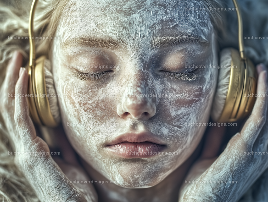 Gesicht einer Frau mit Kopfhörer (197) | white woman face wear a golden headphone and hold it with her hands, see the face - close up - studio light - vivid colors - high detail - realistic - photo - sureal --chaos 5 --ar 4:3 --stylize 50 --weird 100 --v 6.1 Job ID: 2876e7d9-8501-4564-bb30-b73da9f981f7