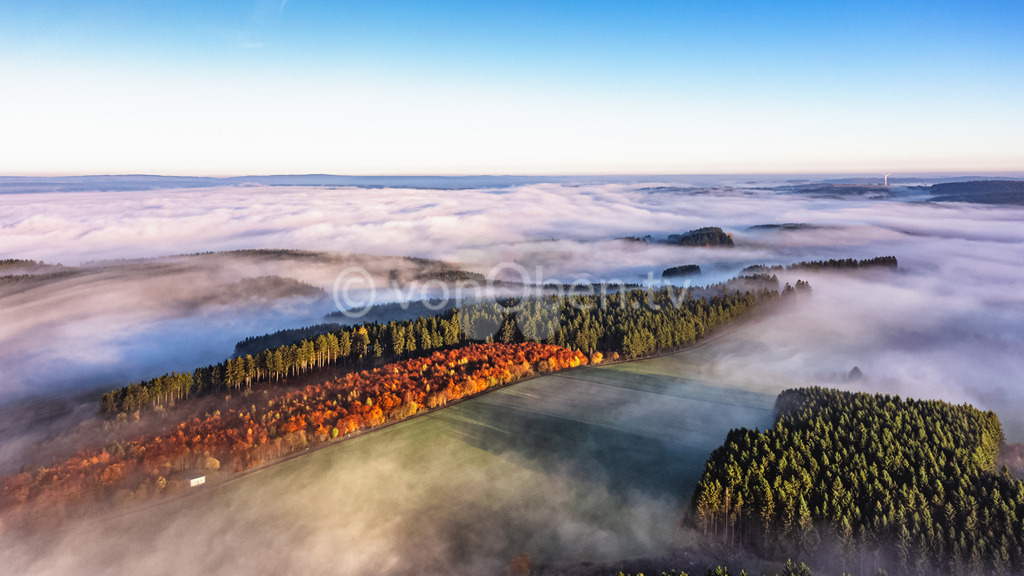 Bodennebel im Herbst zwischen Teuschnitz und Reichenbach | Luftbilder, Drohnenbilder, Oberfranken, Bayern, Kronach, Lichtenfels, Kulmbach, Thüringen, Frankenwald, Thüringerwald - Realisiert mit Pictrs.com