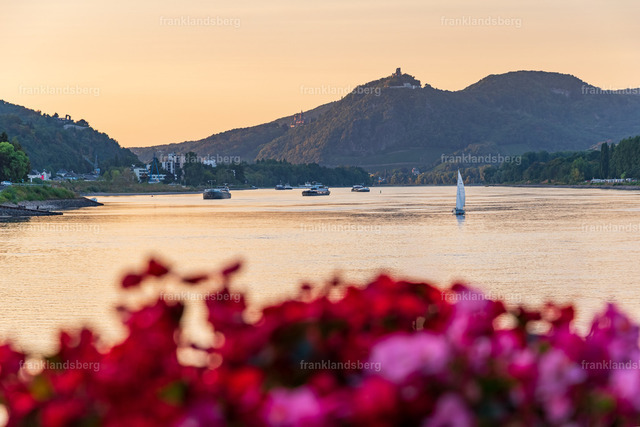 Unkel am Rhein | Blick von Unkel zum Drachenfels zum Sonnenuntergang - Realisiert mit Pictrs.com