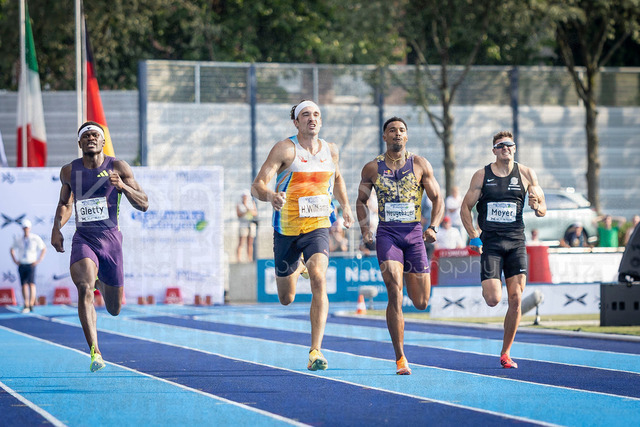 Multisport Event; Ratingen, 27.06.2026 | RATINGEN, GERMANY - JUNE 27, 2026 : Makenson Gletty (FRA / France), Harrison Williams (USA / United States), Leo Neugebauer (GER / Germany) and Marcel Meyer (GER / Germany) competing over 400m during the Multisport Event at Stadion Ratingen on June 27, 2026 in Ratingen, Germany.