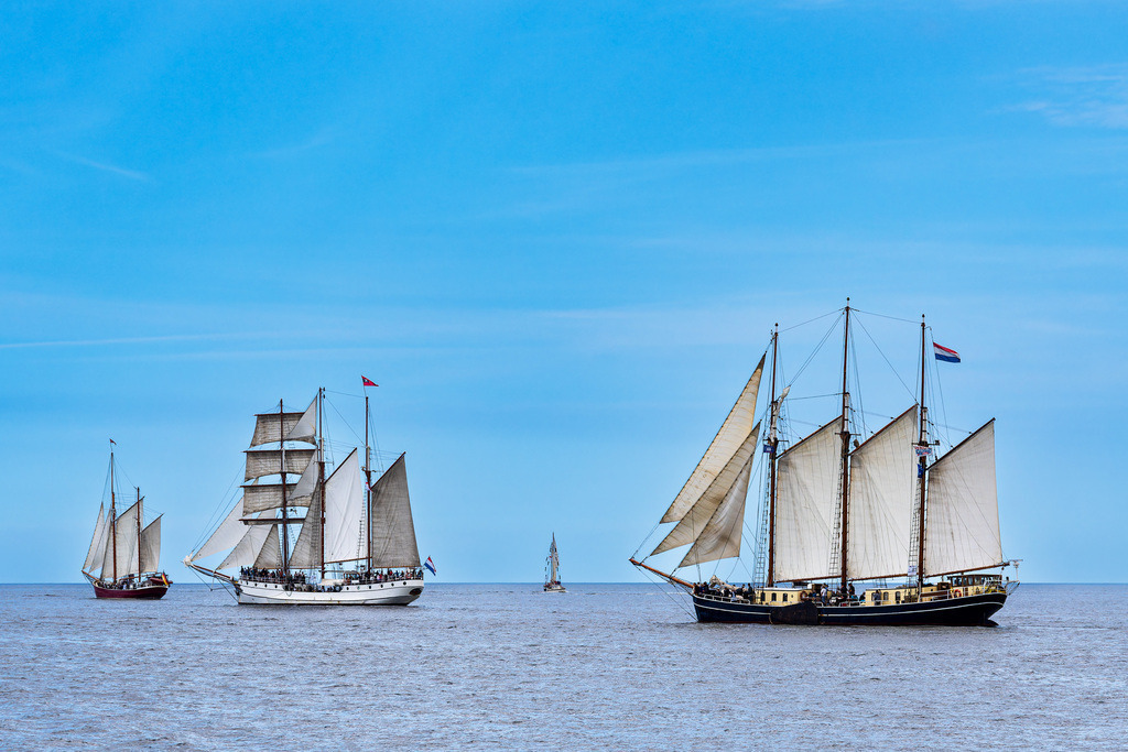 Segelschiffe auf der Ostsee während der Hanse Sail in Rostock | Segelschiffe auf der Ostsee während der Hanse Sail in Rostock.