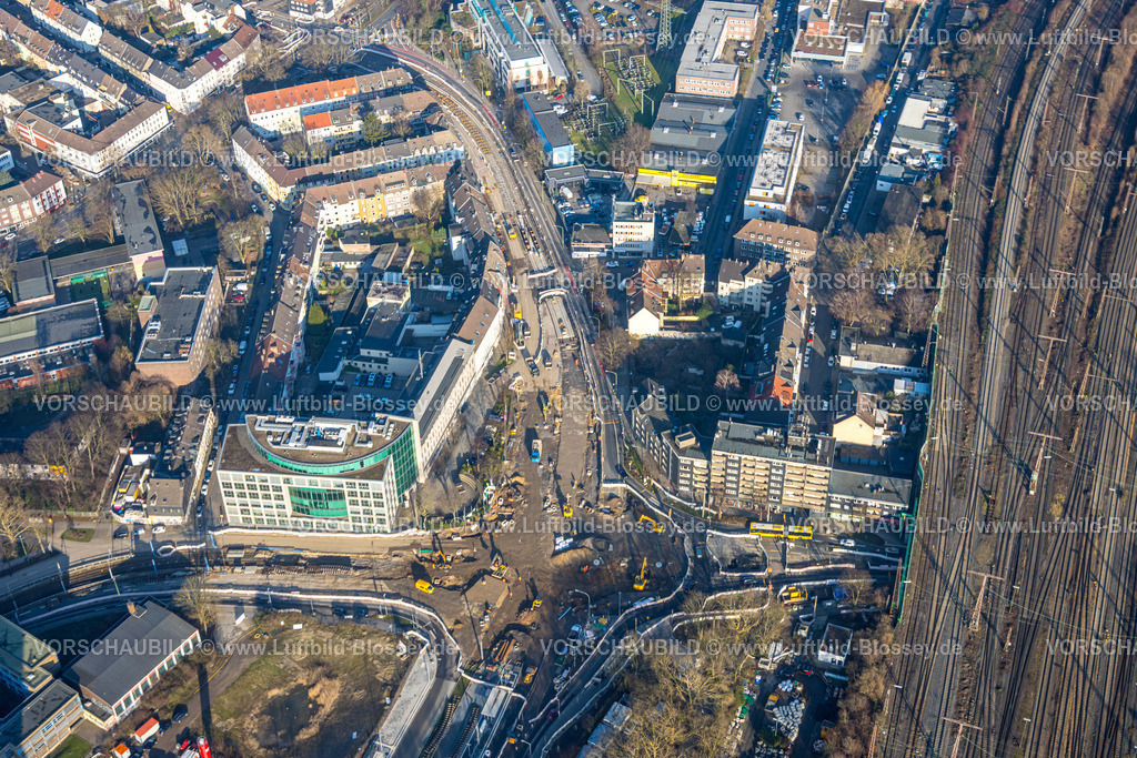 Essen260100902 | Luftbild, Straßenbauarbeiten Kreuzung Hollestraße und Herkulestraße sowie Varnhorststraße und Steeler Straße, Ostviertel, Essen, Ruhrgebiet, Nordrhein-Westfalen, Deutschland