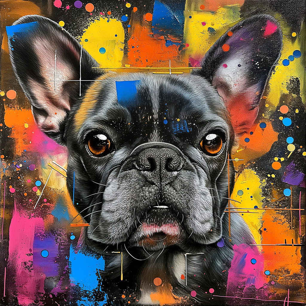 2409009 - Französische Bulldogge Pop Art | Französische Bulldogge im Stil eines Pop Art Gemäldes. Bestellen Sie dieses Motiv als hochwertigen Kunstdruck in verschiedenen Ausführungen und Größen.