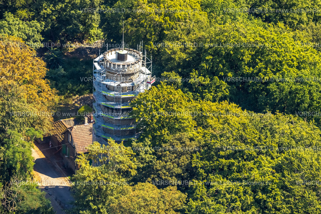 Witten220808838 | Luftbild, Verhüllter Helenenturm, Sanierung, Witten, Ruhrgebiet, Nordrhein-Westfalen, Deutschland