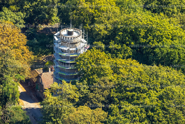 Witten220808838 | Luftbild, Verhüllter Helenenturm, Sanierung, Witten, Ruhrgebiet, Nordrhein-Westfalen, Deutschland