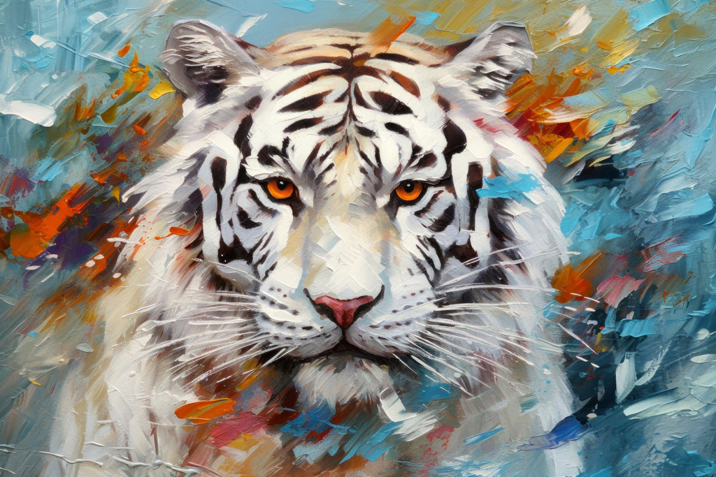 2309013 - Weißer Tiger | Digitales abstraktes Gemälde eines weißen Tigers.