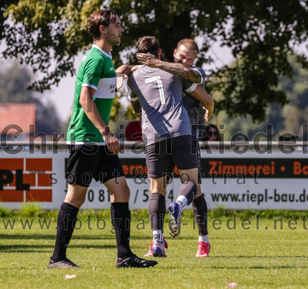 2023-08-20_021_SV_Hohenlinden_gegen_SV_Buch | Hohenlinden, Deutschland, 20.08.2023:
Fußball, A-Klasse 2023 / 2024, 1. Spieltag, SV Hohenlinden gegen SV Bruck, Endergebnis: 5:1

Jubel nach dem 1:0 durch Manuel Fuchs (SV Hohenlinden, #9)
Ricco Körner (SV Bruck, #4), Sebastian Roß (SV Hohenlinden, #7), Manuel Fuchs (SV Hohenlinden, #9)

Foto: Christian Riedel / fotografie-riedel.net