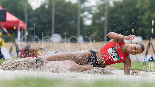 Para Heimspiel 7.0; Leverkusen, 18.07.2026 | LEVERKUSEN, GERMANY - JULY 18, 2026 : Edna Eze (GER/TSV Bayer o4 Leverkusen) competing in the long jump during the Para Heimspiel 7.0 at Fritz Jacobi Sports Complex on July 18, 2026 in Leverkusen, Germany.
