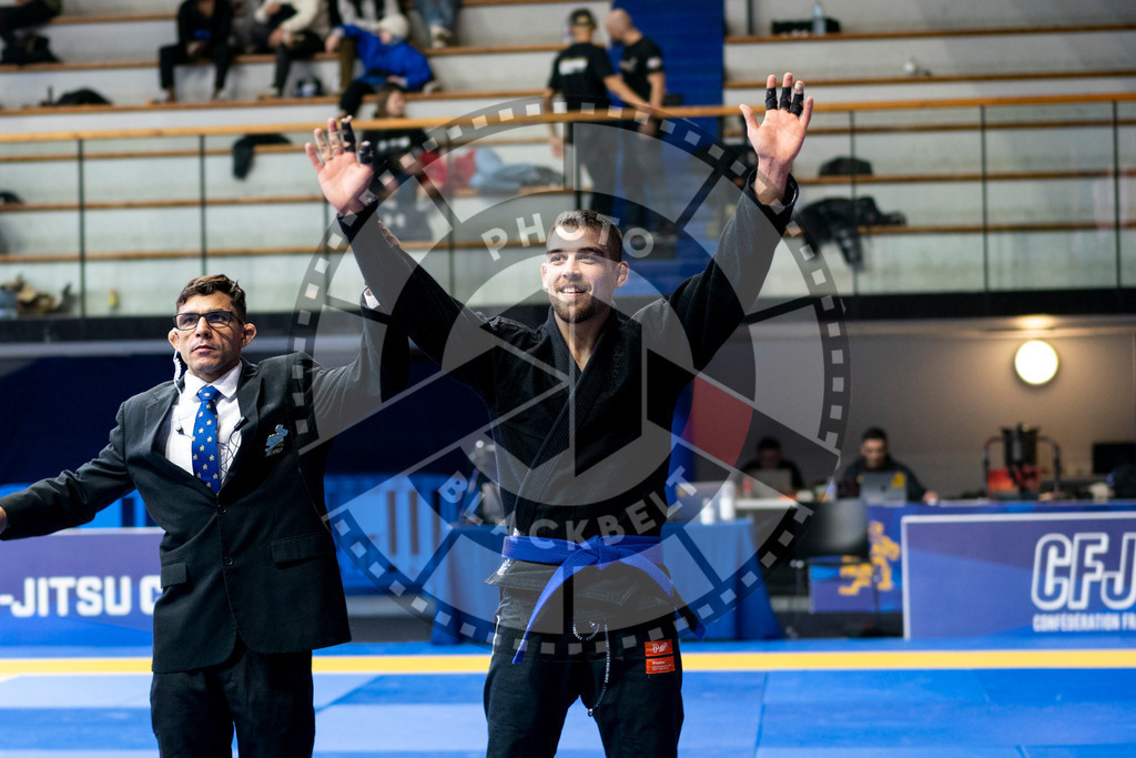 20240121PBB7660 | Fighters compete during the second day of the IBJJF European Championship in Paris, France, on January 21, 2024.