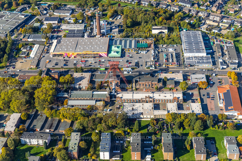 Moers221004105 | Luftbild, Gewerbegebiet Rheinpreußenpark, ehemalige Zeche Rheinpreußen, Förderturm, Moers-Hochstraß, Moers, Ruhrgebiet, Nordrhein-Westfalen, Deutschland