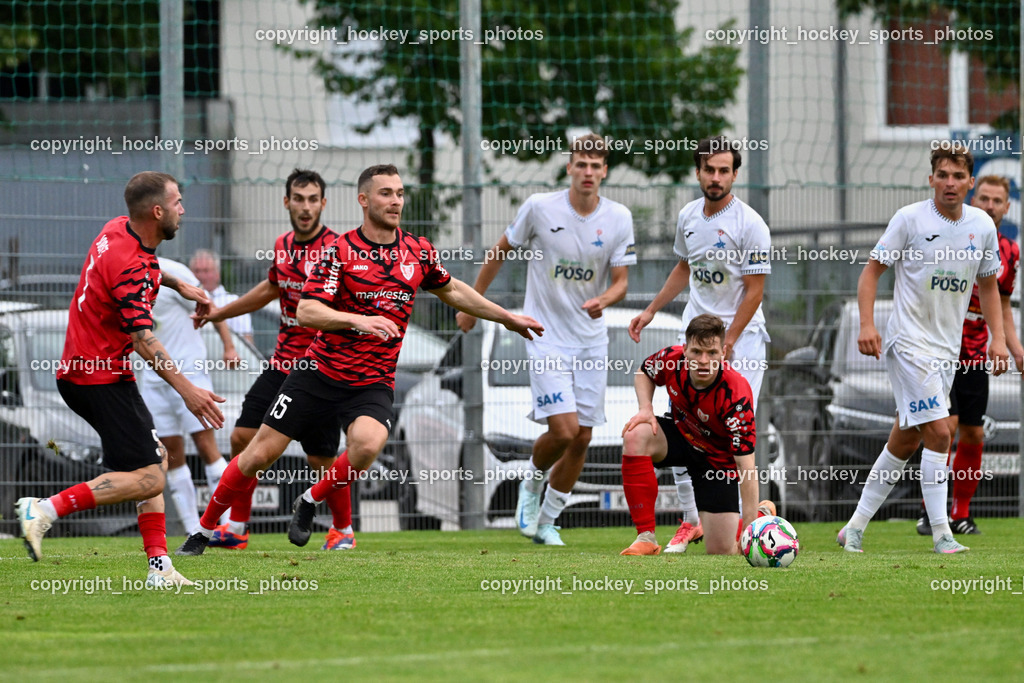 SAK vs. ATUS Ferlach | #5 Daniel Jobst ATUS Ferlach, #15 Martin Posratschnig ATUS Ferlach, #14 Florian Verdel ATUS Ferlach, #11 Luka Jerin SAK, #20 Marko Huc SAK, #9 Luka Gajic SAK, SAK vs. ATUS Ferlach, SAK vs. ATUS Ferlach am 01.08.2025 in Klagenfurt (Sportpark Welzenegg), Austria, (Photo by Bernd Stefan)