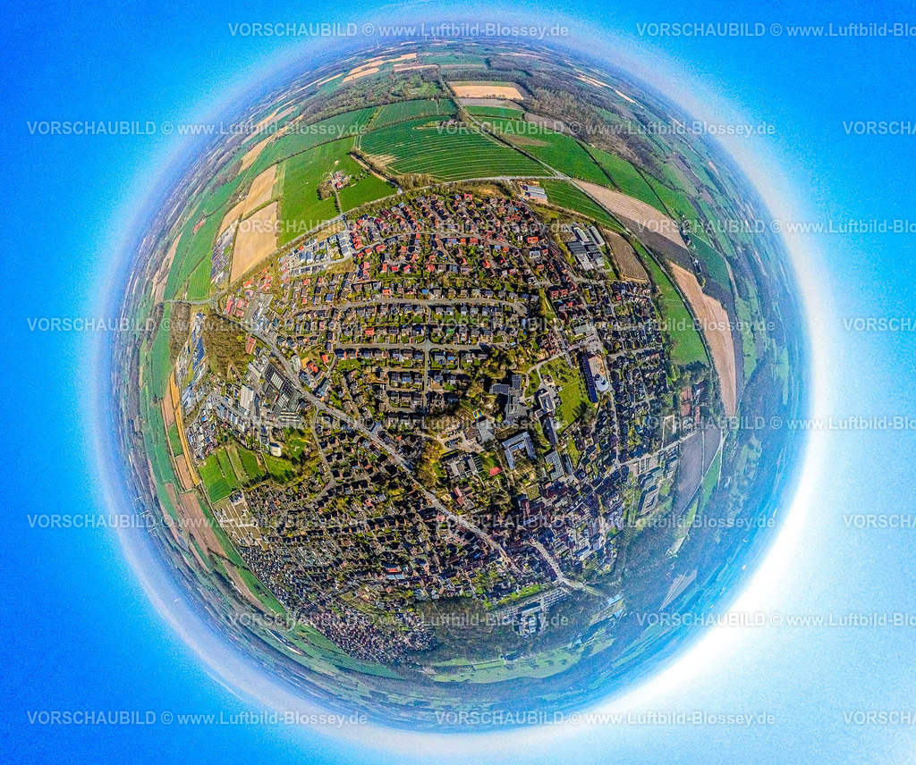Nordkirchen250490028Nordstadt | Luftbild, Wohngebiet Ortsansicht Nordkirchen mit Nordstadt, Erdkugel, Fisheye Aufnahme, Fischaugen Aufnahme, 360 Grad Aufnahme, tiny world, little planet, fisheye Bild, , Nordkirchen, Ruhrgebiet, Nordrhein-Westfalen, Deutschland