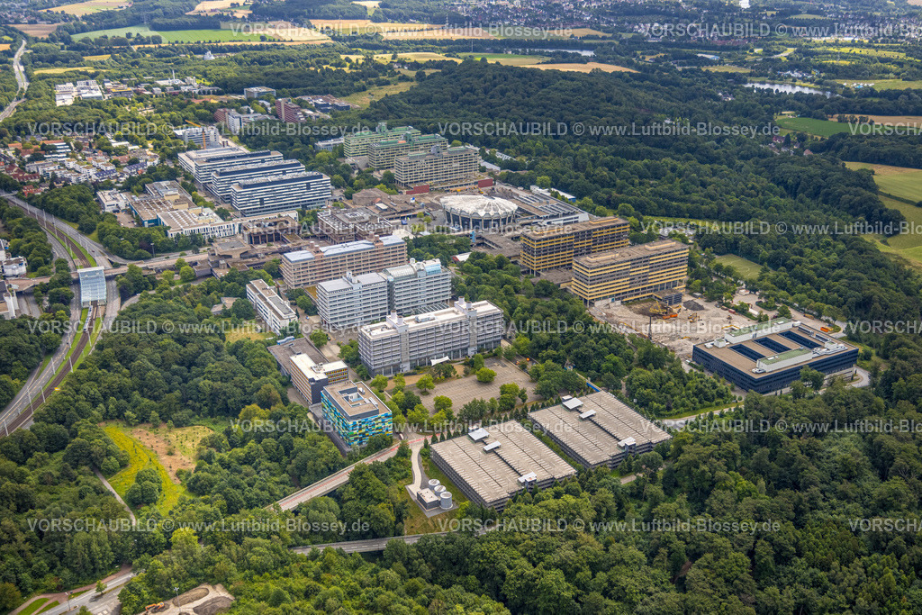 Bochum240700840 | Luftbild, RUB Ruhr-Universität Bochum Gesamtansicht, Baustelle neben der Fakultät für Wirtschaftswissenschaften, zwischen G-Südstraße und G-Nordstraße, Querenburg, Bochum, Ruhrgebiet, Nordrhein-Westfalen, Deutschland