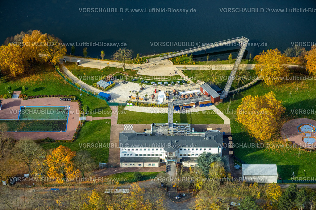 Hagen251100805 | Luftbild, Salitos Beach Hengsteysee Beach Club am Hengsteysee, Strandhaus und Freibad Südufer, Boele, Hagen, Ruhrgebiet, Nordrhein-Westfalen, Deutschland