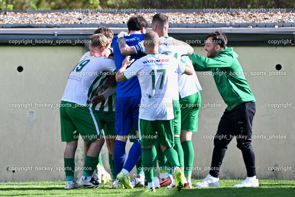SV Donau Klagenfurt vs. SAK | #10 Yosifov Svetlozar Angelov SV Donau,  #19 Sufjan Sulemani SV Donau,  Jubel SV Donau, #17 Dejan Lazarevic SV Donau,  #24 Zoran Vukovic SV Donau,  #1 David Armin Holzer SV Donau,  SV Donau Klagenfurt vs. SAK, SV Donau Klagenfurt vs. SAK am 11.04.2026 in Klagenfurt (Sportplat Donau ), Austria, (Photo by Bernd Stefan)