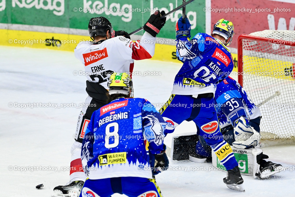 EC IDM Wärmepumpen VSV vs. Pioneers Vorarlberg | #8 Rebernig Maximilian EC VSV, #22 Erne Luca PIONEERS VORARLBERG, #95 Katic Mark EC VSV, #35 Cannata Joe EC VSV, EC IDM Wärmepumpen VSV vs. Pioneers Vorarlberg, EC IDM Wärmepumpen VSV vs. Pioneers Vorarlberg am 14.12.2024 in Villach (Stadthalle Villach), Austria, (Photo by Bernd Stefan)