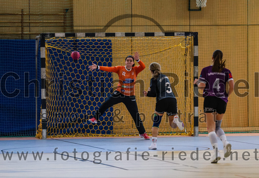 2024-03-23_042_SpVgg_Altenerding_II_gegen_ETSV_09_Landshut | Erding, Deutschland, 23.03.2024:
Handball, Bezirksliga Frauen Altbayern 2023 / 2024, 19. Spieltag, SpVgg Altenerding II gegen ETSV 09 Landshut, Endergebnis: 22:18

Torfrau Anna-Lena Schmitt (SpVgg Altenerding, #12), Julia Kirpitschjow (ETSV 09 Landshut, #3), Angelina Hagspiel (SpVgg Altenerding, #4)

Foto: Christian Riedel / fotografie-riedel.net