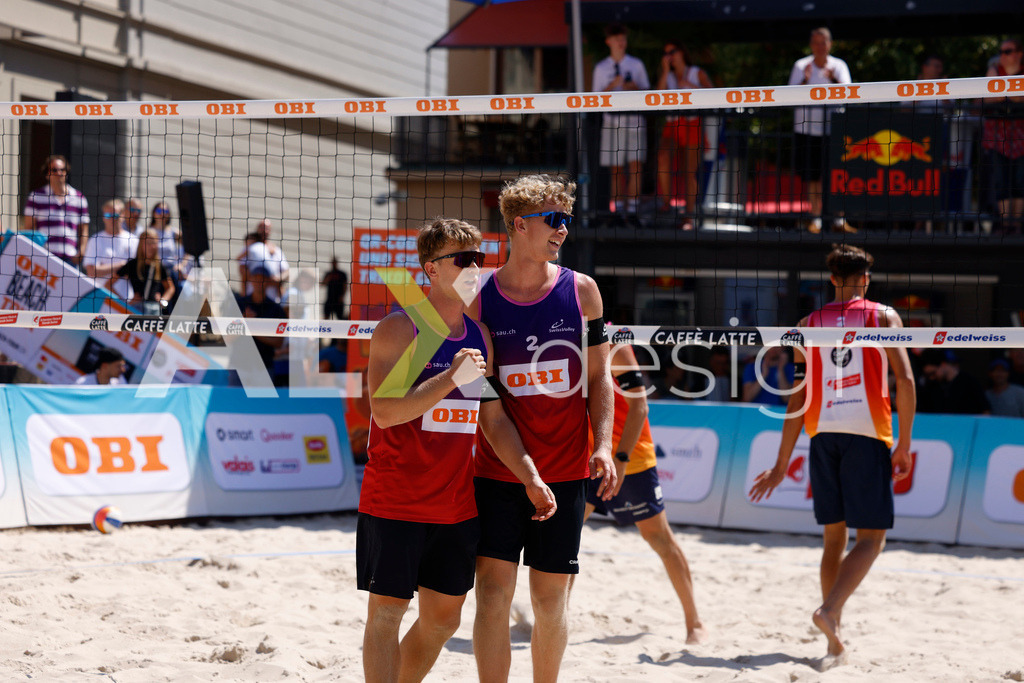 Obi BeachTour 2026 - Basel | BASEL, SWITZERLAND - JULY 18: FLORIAN BREER (SUI) and MATHIS KÄLIN (SUI) during the Obi BeachTour 2026 match between DILLIER / FLÜCKIGER (SUI) and BREER / KÄLIN (SUI) at Barfüsserplatz on July 18, 2026 in Basel, Switzerland. - Realisiert mit Pictrs.com