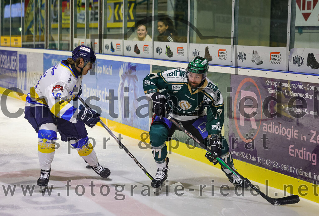 2026-01-09_032_TSV_Erding_gegen_Stuttgart_Rebels | Erding, Deutschland, 09.01.2026:Eishockey, Oberliga Süd 2025 / 2026, 35. Spieltag, TSV Erding gegen Stuttgart Rebels, Endergebnis: Philipp Michl (Erding Gladiators, #77)Foto: Christian Riedel / fotografie-riedel.net