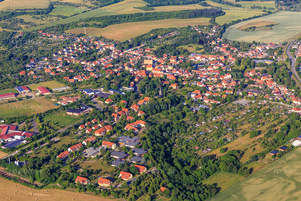 Luftbild: Ortsansicht aus Osten im Ortsteil Neinstedt in Thale im Bundesland Sachsen-Anhalt in Deutschland. Foto: IMG_148195.jpg vom 14.06.2025 durch Werner Riehm/FLY-FOTO.de