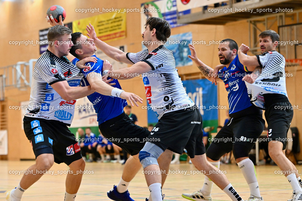 SC Ferlach vs. Schwarz Tirol Handball | #6 PETRUSIC Emanuel Schwaz Tirol Handball, #10 Perkusic Toni SC Ferlach, #26 MISKOVEZ Michael Schwaz Tirol Handball, #81 Milicevic Adrian SC Ferlach, #3 KANDOLF Thomas Schwaz Tirol Handball, SC Ferlach vs. Schwaz Tirol Handball, SC Ferlach vs. Schwaz Tirol Handball am 12.10.2024 in Ferlach (Ballspielhalle Ferlach), Austria, (Photo by Bernd Stefan)