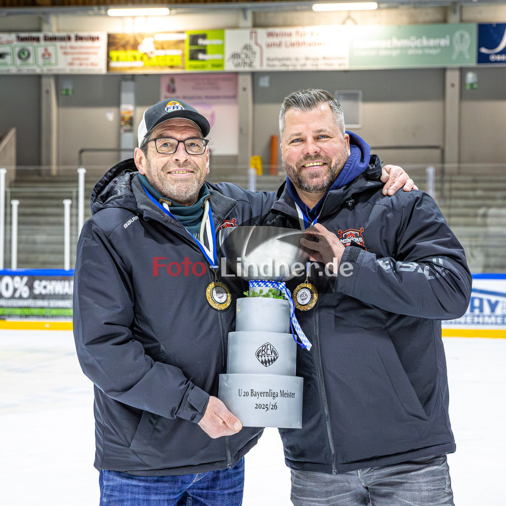 Peißenberg MINERS U20 Meisterfeier | Eishockey Bayernliga U20 Siegerehrung 2026, Peißenberg MINERS U20 Meisterfeier, 20260314,,2026-03-14 in Peißenberg (flatbuy Arena Peißenberg), Copyright: WolfgangxLindner www.foto-lindner.de