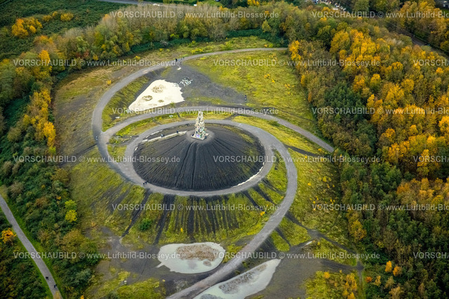 Gelsenkirchen231102831 | Luftbild, Bergehalde Halde Rheinelbe mit Himmelstreppe Skulptur, Ückendorf, Gelsenkirchen, Ruhrgebiet, Nordrhein-Westfalen, Deutschland