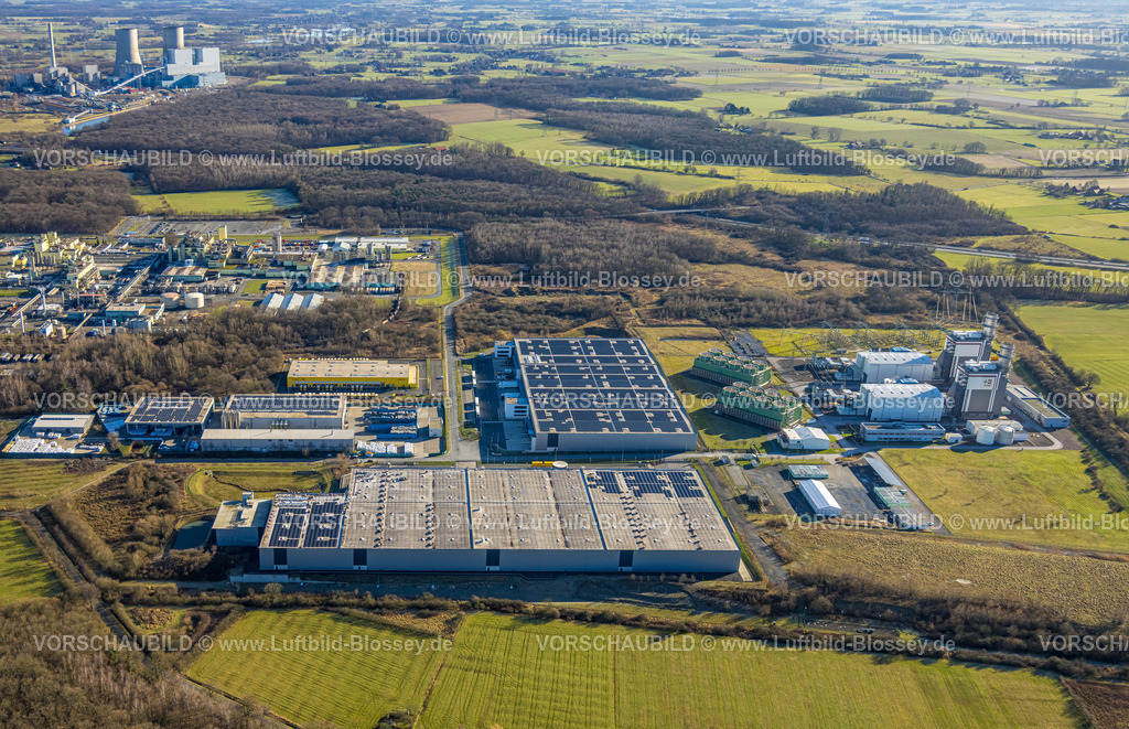 Hamm240105048 | Luftbild, Du Pont de Nemours Deutschland Chemiewerk Uentrop, Umspannanlage Geithe Amprion, hinten RWE Kraftwerk Westfalen, Uentrop, Hamm, Ruhrgebiet, Nordrhein-Westfalen, Deutschland